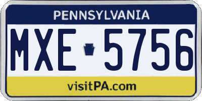 PA license plate MXE5756