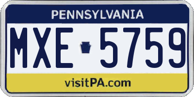 PA license plate MXE5759