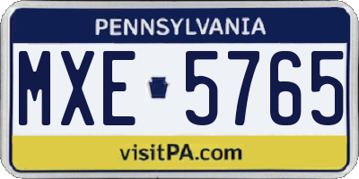 PA license plate MXE5765