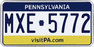 PA license plate MXE5772
