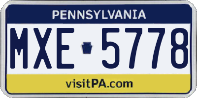 PA license plate MXE5778