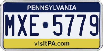 PA license plate MXE5779
