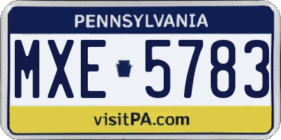 PA license plate MXE5783