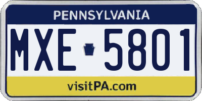 PA license plate MXE5801