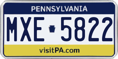 PA license plate MXE5822