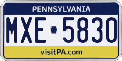 PA license plate MXE5830