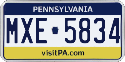 PA license plate MXE5834