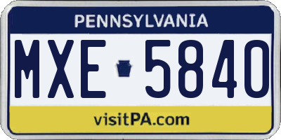 PA license plate MXE5840