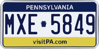 PA license plate MXE5849