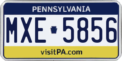 PA license plate MXE5856