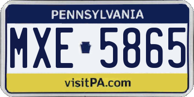PA license plate MXE5865
