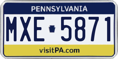 PA license plate MXE5871