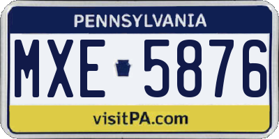 PA license plate MXE5876
