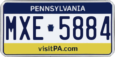 PA license plate MXE5884