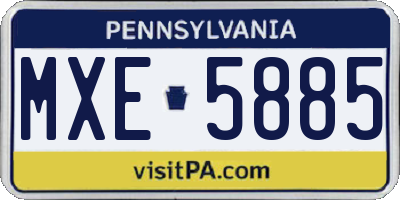 PA license plate MXE5885
