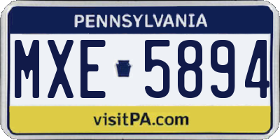 PA license plate MXE5894