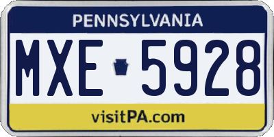 PA license plate MXE5928