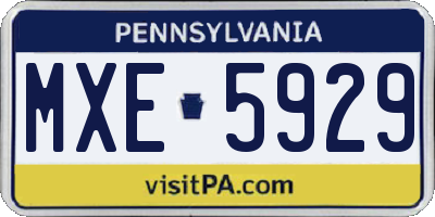 PA license plate MXE5929