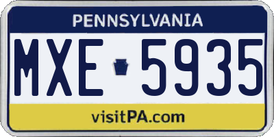 PA license plate MXE5935