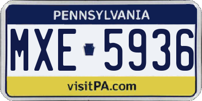 PA license plate MXE5936