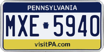 PA license plate MXE5940