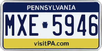 PA license plate MXE5946