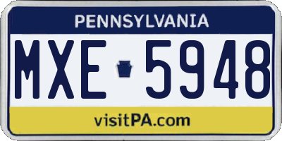 PA license plate MXE5948