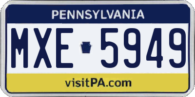 PA license plate MXE5949
