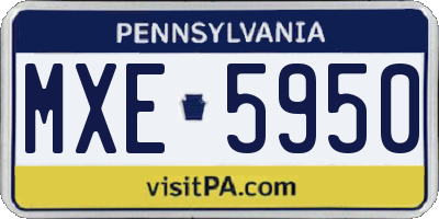 PA license plate MXE5950
