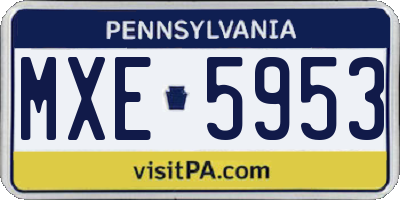 PA license plate MXE5953