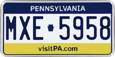 PA license plate MXE5958
