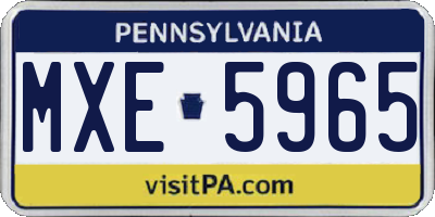 PA license plate MXE5965