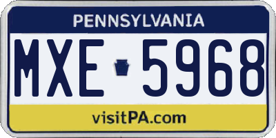 PA license plate MXE5968