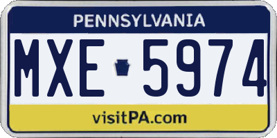 PA license plate MXE5974