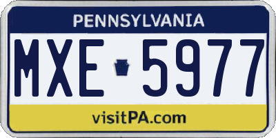 PA license plate MXE5977