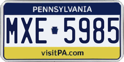 PA license plate MXE5985