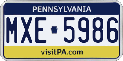 PA license plate MXE5986