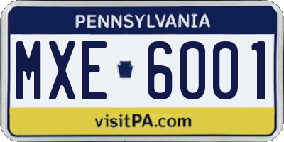 PA license plate MXE6001