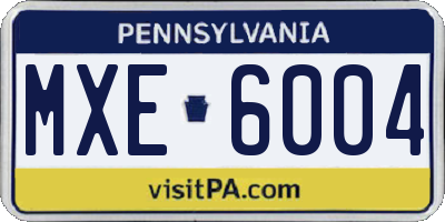 PA license plate MXE6004
