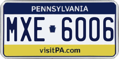 PA license plate MXE6006