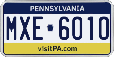 PA license plate MXE6010