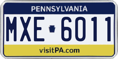 PA license plate MXE6011