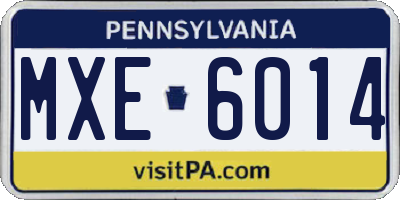 PA license plate MXE6014