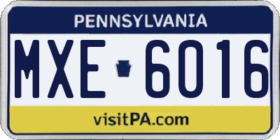 PA license plate MXE6016