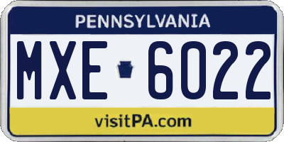 PA license plate MXE6022