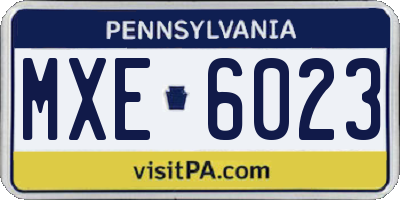 PA license plate MXE6023