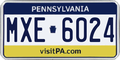 PA license plate MXE6024