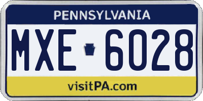 PA license plate MXE6028