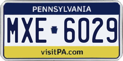 PA license plate MXE6029