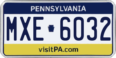 PA license plate MXE6032